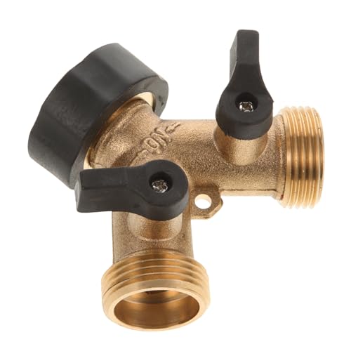 FIXOSHEE Kupfer Gartenschlauch Verteiler mit Absperrventil Wege Schlauchadapter für Garten Langlebiger Wasserschlauch Splitter für Bewässerung und Haushalt von FIXOSHEE