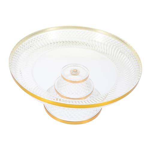 FIXOSHEE Luxuriöses Acryl Desserttablett mit Hohem Fuß Verschleißfestes Transparentes Obst Kuchenserviertablett mit Diamantmuster Eleganter Dekoteller für Geburtstag Party Hochzeit von FIXOSHEE