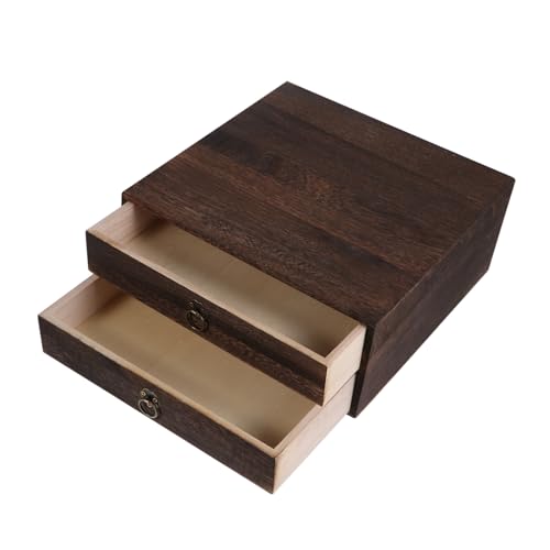FIXOSHEE Massive Holzschublade Schreibtischschublade Nussbaum Desktop-speicher Veranstalter Stapelbar Jahrgang Kleine Schublade Büroorganisation Retro Organisatoren Hölzern Kaffee von FIXOSHEE