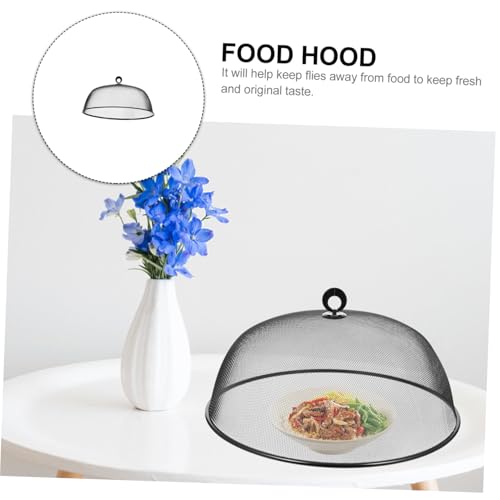 FIXOSHEE Metall Lebensmittelabdeckung Rund Schwarz Stabiles Eisennetz Food Cover mit Griff Multifunktional für Küche Picknick und Outdoor Schutz vor Insekten und Verschmutzung von FIXOSHEE
