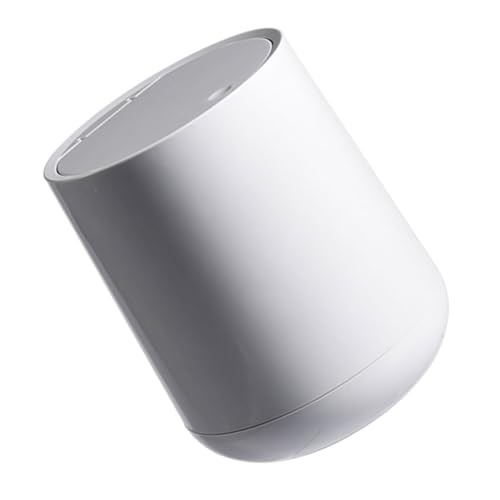 FIXOSHEE Mini Desktop Abfalleimer mit Deckel Kompakt und Leicht Praktischer Press mechanismus Modernes Nordisches Design für Büro Schlafzimmer und Schreibtisch Grauer Kunststoff mülleimer von FIXOSHEE