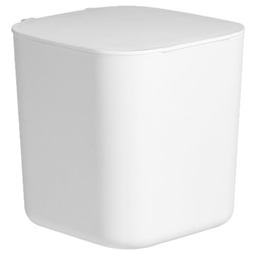 FIXOSHEE Mini Mülleimer mit Klappdeckel Kunststoff Schreibtisch Abfallbehälter Weiß Kompakt für Küche Büro Schlafzimmer Kleine Müllaufbewahrung Praktisch von FIXOSHEE