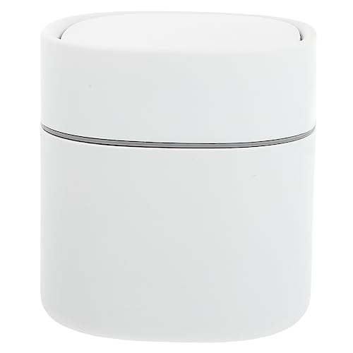 FIXOSHEE Mini Tischabfalleimer mit Deckel Praktischer Mülleimer für Zuhause und Büro Leichter Langlebiger Abfallbehälter für Kleine Abfälle für Schreibtisch und Kosmetiktisch Weiß von FIXOSHEE