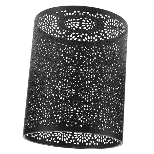 FIXOSHEE Modern Metall Lampenschirm mit Hohlblumenmuster Zylindrischer Deckenlampenschirm für Esszimmer Bar und Wohnräume Leichtes Einfach zu Installierendes Lichtabdeckungs design Schwarz von FIXOSHEE