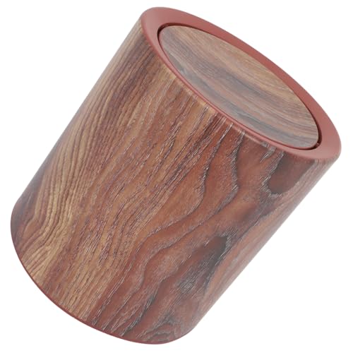 FIXOSHEE Mülleimer mit Schwungdeckel Holzoptik Runder Abfalleimer Mittelgroß Robust für Büro Küche Wohnzimmer Stilvoll und Leicht zu Reinigen mit Praktischem Klappdeckel von FIXOSHEE