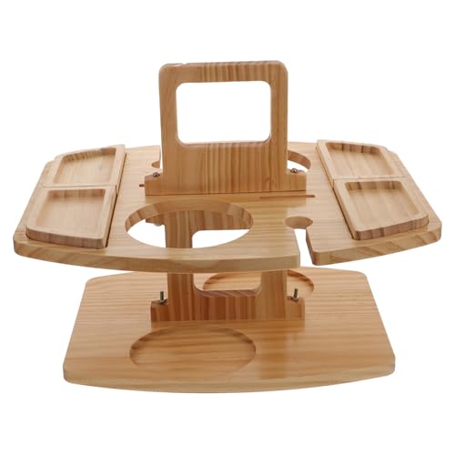 FIXOSHEE Multifunktionales Outdoor Picknick Holz Regal für Weinflaschen und Snacks Tragbares Weingestell mit Ablagen für Gläser und Obst Platzsparendes Aufbewahrungstablett für Garten von FIXOSHEE