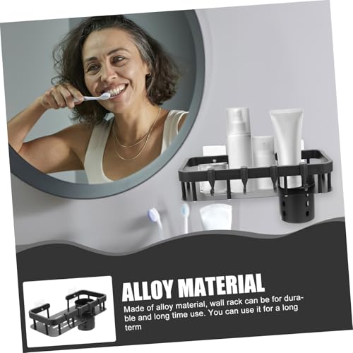 FIXOSHEE Multifunktionales Schwarzes Wandmontiertes Badezimmer Organizer Bohren mit Offenem Ablagefach und Aufbewahrungsbehälter Wasserdichtes Aufbewahrungsregal für Shampoo Seife für von FIXOSHEE