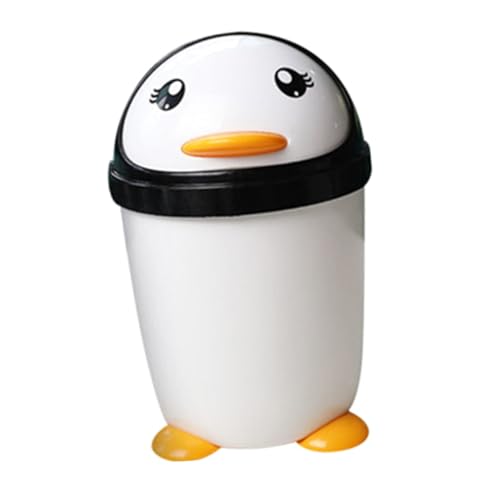 FIXOSHEE Pinguin Mülleimer mit Schwingdeckel für Kunststoff Abfalleimer mit Stabilem Stand für Bad Schlafzimmer Büro Auto Küche Vielseitiger Papierkorb von FIXOSHEE