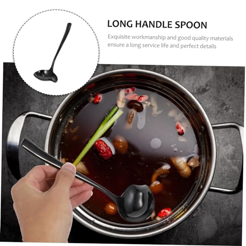 FIXOSHEE Praktischer Duckbill Schöpflöffel Schwarz Rostfrei Ergonomisch Geformt Leicht zu Reinigen für Suppen Soßen und Hot Pot Langlebiges Küchenhelfer Design von FIXOSHEE