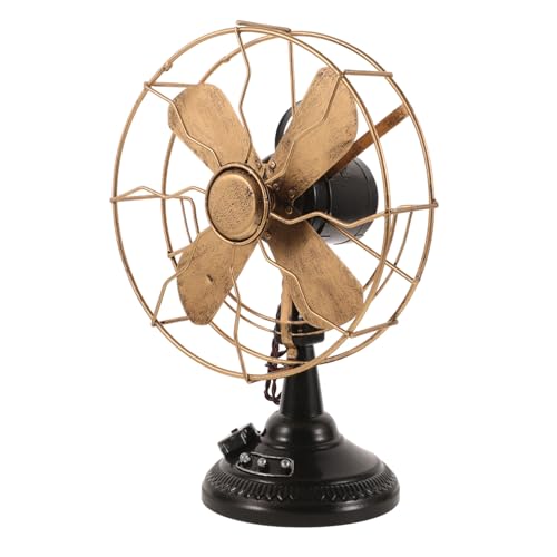 FIXOSHEE Retro Tischventilator Deko Handgefertigtes Eisenkunst Vintage Fan Modell Antikes Design für Büro und Wohnzimmer Mittlere Antikbronze von FIXOSHEE