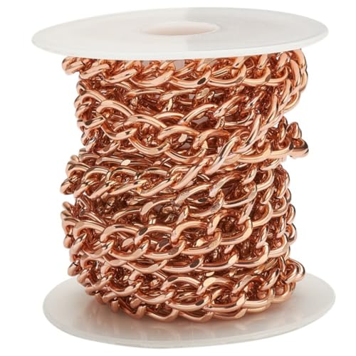 FIXOSHEE Roségold Aluminium Schmuckkette zum Selbermachen Leichte DIY Gliederkette für Halsketten Armbänder Taschen Langlebiges Dekoratives Zubehör für Handgefertigten Schmuck von FIXOSHEE