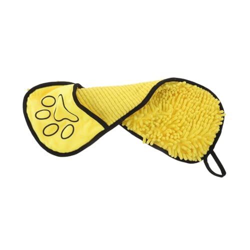 FIXOSHEE Saugstarkes Haustierhandtuch Mikrofaser Chenille mit Handtaschen Schnell Trocknendes Hunde und Katzenbadehandtuch Gelb Leicht Tragbar und Waschbar für Effektive Fellpflege von FIXOSHEE