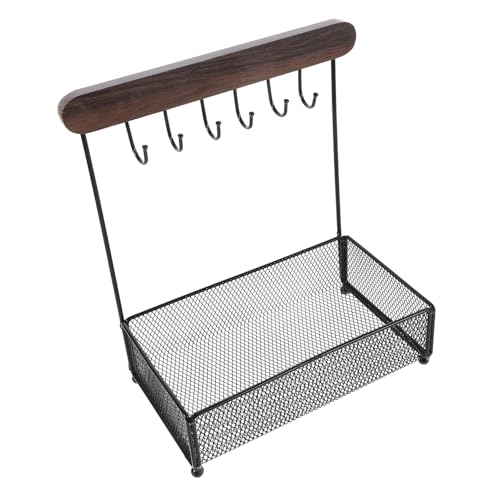 FIXOSHEE Schmuck Organizer Stand mit Haken und Ablage Stabiler Schmuckhalter für Halsketten und Schlüssel Moderner Aufbewahrungsständer für Schmuck und Alltagsgegenstände Multifunktionales von FIXOSHEE