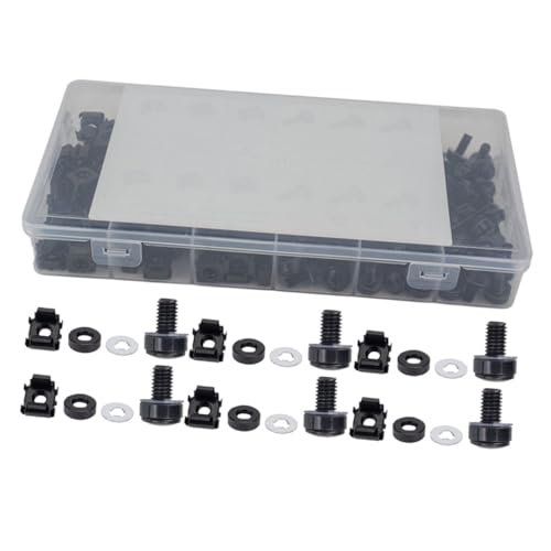 FIXOSHEE Schrauben Muttern Carbonstahl Rack Montageschrauben mit Unterlegscheiben für Server Schrank Käfigmuttern Langlebig Präzise Gewinde von FIXOSHEE