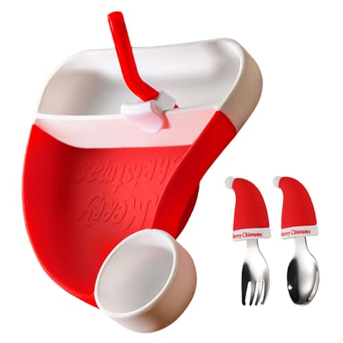 FIXOSHEE Silikon Teller mit Gabel und Löffel Geteilte Rutschfeste Kinderteller aus Lebensmittelechtem Material Flexibles Esslernbesteck für Kleinkinder Teiliges Weihnachts Design FIXOSHEE Silikon Teller mit Gabel und Löffel Geteilte Rutschfeste Kinderteller aus Lebensmittelechtem Material Flexibles Esslernbesteck für Kleinkinder Teiliges Weihnachts Design von FIXOSHEE