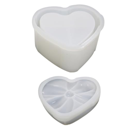 FIXOSHEE Silikonform Herz Geschenkbox mit Deckel für Epoxidharz DIY Elastische Reißfeste Gießform Wiederverwendbar Kleine Handliche Aufbewahrungsbox für Schmuck und Bastelzubehör von FIXOSHEE