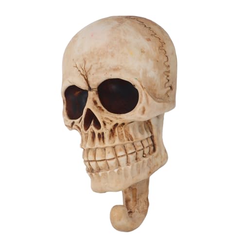 FIXOSHEE Skull Shape Wandhaken Halloween Design Resin Schlüsselhalter Kreative Wanddekoration für Kleidung Tür Garderobe Halloween Party Deko von FIXOSHEE
