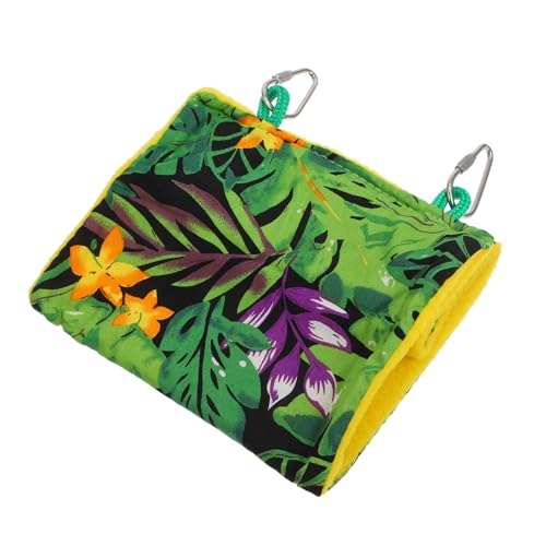 FIXOSHEE Sommer Vogelnest Hängematte für Kleine Vögel mit Tropischem Muster Atmungsaktiv Langlebig und Bequem Geeignet für Wellensittiche Kanarienvögel und Papageien Grün S von FIXOSHEE