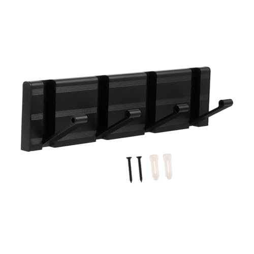 FIXOSHEE Stabiler Kleiderhaken aus Space Aluminium Fach Wandhaken Multifunktional für Kleidung und Masken Moderner Unsichtbarer Wandhalter Schwarz für Haushalt und Garderobe von FIXOSHEE