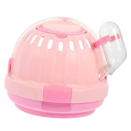 FIXOSHEE Tragbarer Hamsterkäfig mit Weichem Kissen Kunststoff Haustier tragebox für Hamster Meerschweinchen Igel und Kleine Tiere Sicherer Reise käfig für Ausflüge und Tierarztbesuche Rosa von FIXOSHEE