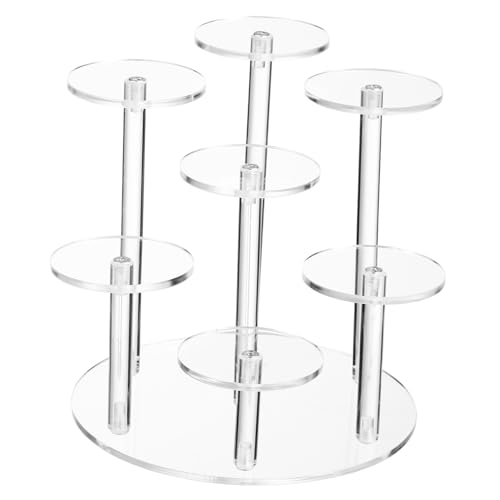FIXOSHEE Transparenter Display Stand Mehrstöckig mit Stabilem Sockel Moderner Multi Tier Präsentationsständer für Schmuck Figuren und Buffet Vielseitiges Regal für Zuhause und Geschäft von FIXOSHEE