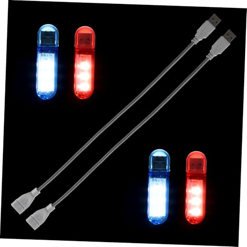 FIXOSHEE USB Tastaturlampe Teiliges Tragbare LED Nachtlicht mit LED Transparent Rot Blau Flexibler Metall Schwanenhals USB Stecker für PC Laptop Powerbank Energiesparend Kompakt für Büro von FIXOSHEE
