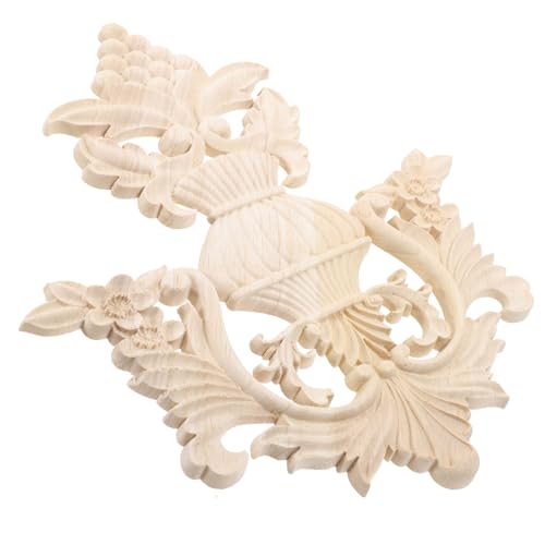 FIXOSHEE Unlackierte Holzschnitzerei Applikation Handgeschnitztes Möbelornament für Bett Tür Schrank Dekoration Vintage Holzornament für DIY Projekte von FIXOSHEE