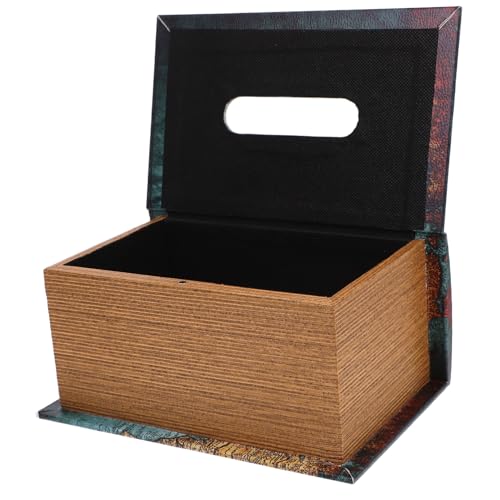 FIXOSHEE Vintage Holz Taschentuchbox Buchform mit Grüner Weltkarte Rechteckiger Tissue Box Halter Dekorative Aufbewahrungsbox für Wohnzimmer Schlafzimmer Büro Langlebig und Stilvoll von FIXOSHEE