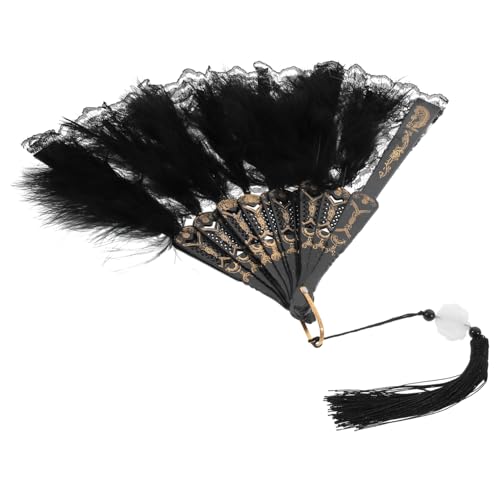 FIXOSHEE Vintage Spitze Federfächer Handfächer für Kostüm Party Tanz Dekoration Stabiler Weicher Handventilator mit Zartem Design für Cosplay Halloween Ball und Teeparty FIXOSHEE Vintage Spitze Federfächer Handfächer für Kostüm Party Tanz Dekoration Stabiler Weicher Handventilator mit Zartem Design für Cosplay Halloween Ball und Teeparty von FIXOSHEE