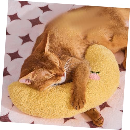 FIXOSHEE Waschbares Haustierkissen für Katzen und Kleine Hunde U Förmiges Nackenstützkissen Bequemes Kuschelkissen für Katzen und Kätzchen Vielseitig Einsetzbar Gelb von FIXOSHEE
