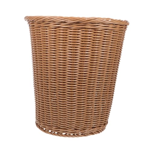 FIXOSHEE Widerstandsfähiger Runder Papierkorb aus Rostfreiem mit Handgewebtem Rattan Design Stabiler Abfalleimer für Büro und Zuhause Platzsparender Müllbehälter in Beige FIXOSHEE Widerstandsfähiger Runder Papierkorb aus Rostfreiem mit Handgewebtem Rattan Design Stabiler Abfalleimer für Büro und Zuhause Platzsparender Müllbehälter in Beige von FIXOSHEE