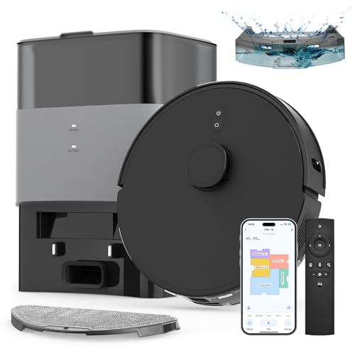 FIXR Saugroboter mit Wischfunktion und Absaugstation, 3.5L Staubsauger Roboter, Roboterstaubsauger für Teppich und Tierhaare, App und Alexa, LiDAR Navigation, 180Min Laufzeit (Schwarz) von FIXR