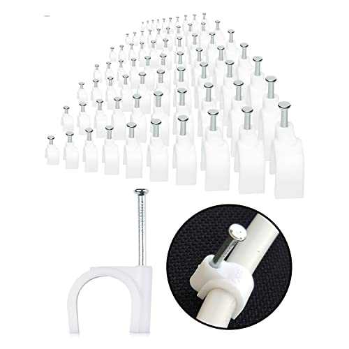 FIXSON Kabel-Clips (100 Stück) Kabel-Clips für die Wand Nagel in Clips für Ethernet Kabel TV Draht Kabel und Koaxialkabel Nägel enthalten (6 mm) von FIXSON