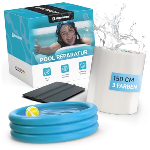 Pool Reparaturset inkl. Rakel | Starkes wasserdichtes Unterwasser Klebeband | Flickzeug zum Abdichten von Pools | selbstklebendes Abdichtband für alle Pooloberflächen | 10cm x 150cm (transparent) von FIXWERK