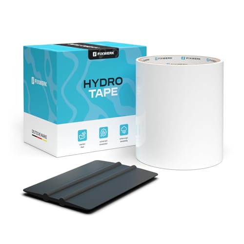 FIXWERK Hydro Tape | Wasserdichtes Reparaturband | selbstklebendes Dichtungsband | Reparatur von Oberflächenrissen für Regenrinnen, Wohnwagen, etc. | 10cm x 150cm (weiß) von FIXWERK