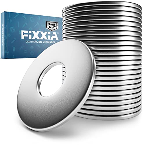FIXXIA® Unterlegscheiben Edelstahl M4 - [25er Set] - Washers aus rostfreiem Edelstahl - DIN 9021 - Karosseriescheiben M4 - großer Durchmesser - Beilagscheiben M4 von FIXXIA