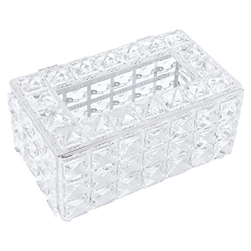 FIYO Kristall-Tissue-Box-Abdeckung, Kosmetiktuch-Behälter, Tissue-Halter, Tissue-Box-Abdeckung, rechteckig, Kristall-Servietten-Behälter, künstlich, rechteckig, Haushalt für Wohnzimmer von FIYO