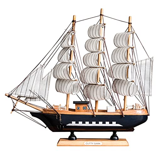 FIYSON 33cm Holz Segelboot Modell, Segelschiff Maritime Deko, Holz Piratenschiff Segelboot Modell, Holzschiff Mediterraner Stil, für Weihnachten Wohnzimmer Büro Schreibtisch Deko Geschenke (Stil 3) von FIYSON