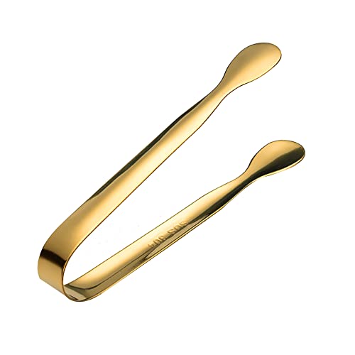 FIYSON 6 Stück Edelstahl Eiszange Set,Mini-Zuckerzange, Kleine Edelstahl Servierzange Salatzange Gebäckzange Süßigkeiten Candy Bar Clip Küchenzange für Hochzeit Bar Büfett Grill Picknick (Gold) von FIYSON