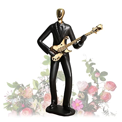 FIYSON Kreative handgemachte Musiker Skulptur Figuren,Gitarrist Skulptur,Polyresin Geige Mädchen Figur,Tanzen Arts Statue Dekor Geschenke für Wohnzimmer/Schlafzimmer/Büro Tischdeko (Gitarre) von FIYSON