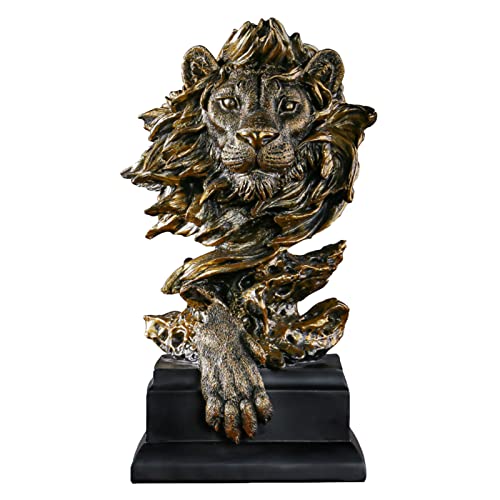 FIYSON Löwe Statue,Löwe Figuren Deko Resin 11.8 * 3.1 * 2.7" Skulptur Ornament Löwe Kunst Figuren Handwerk Dekoration Wohnkultur Tier Ornament Deko Wohnzimmer Geschenke (Kupfer) von FIYSON