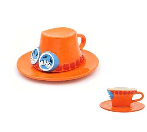 FIYSON One Piece Tasse, Anime Luffy Strohhut Kaffee Tassen, Handgefertigte Keramik Teetasse, Cartoon Anime Milch Mug Cup, Geschenk für Weihnachten, Geburtstag, Jubiläum, Anime Fan, 300ml (Stil 4) von FIYSON