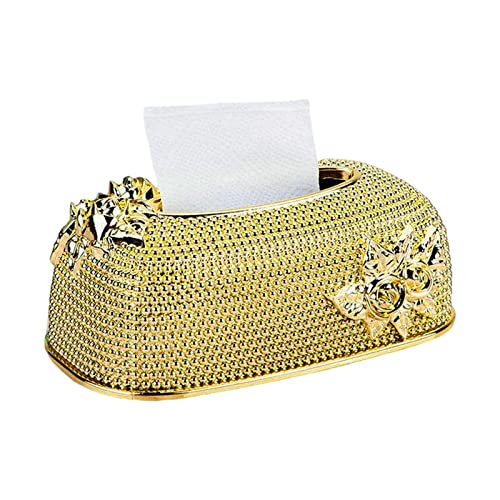 FIYSON Taschentuchspender, Rechteckige Kosmetiktücher Box Taschentücher Box Kosmetiktücherboxen,für Home Office Auto Tissue Cover Hotel Restaurant Dekoration (Gold) von FIYSON