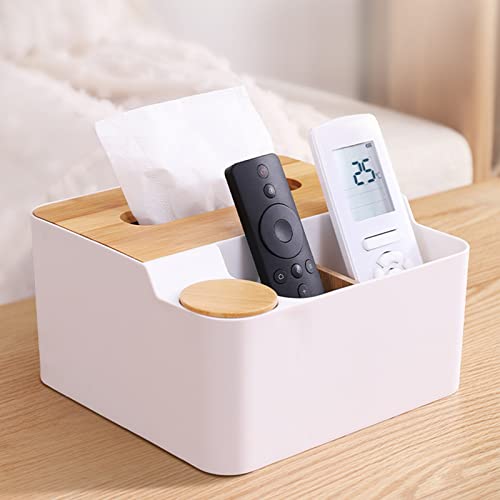 FIYSON Tissue Box Holder, taschentücher Box,Taschentücher Box Spender mit Bambusdeckel,Serviettenspender Rechteckige Kosmetik Tissue Box für Home Office Badezimmer Waschtisch Arbeitsplatten von FIYSON