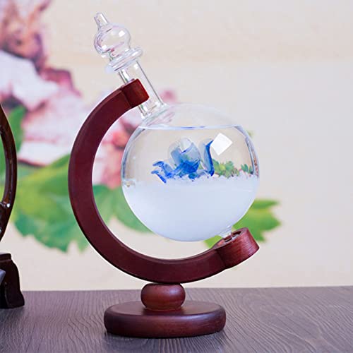 FIYSON Wettervorhersage Glasbarometer Wetteranzeiger Kreative Storm Wetterstation Storm Glass Globe mit BasisTransparentes Wetterstation für Heim-Desktop-Dekoration Geburtstagsgeschenke (Blaue Rose) von FIYSON