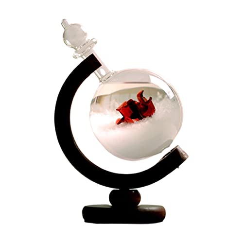 FIYSON Wettervorhersage Glasbarometer Wetteranzeiger Kreative Storm Wetterstation Storm Glass Globe mit BasisTransparentes Wetterstation für Heim-Desktop-Dekoration Geburtstagsgeschenke (Rote Rose) von FIYSON