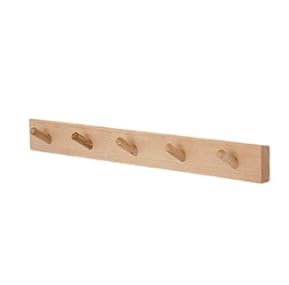 Garderobenhaken Holz - Gaderobenhakenleiste - Garderobenleiste Holz mit 5 Haken - 44 cm - Kleiderhaken Wand - Wandgarderobe Handtaschen und mehr für Flure, Garderoben, Schlafzimmer und Badezimmer von FIYSON