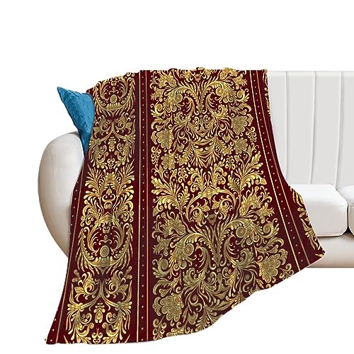 Barock goldene Blume lustige Decke Flanell Überwurf Decken für Bett/Couch/Sofa/Büro/Camping lustig gemütlich von FJAUOQ