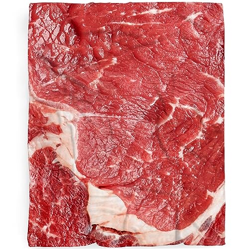 Beef Steak Texture 3D Realistic Novetly Funny Marble Meat Ulta Soft Fleece Flanell Blankets Throw Blanket Bedding Outdoor Cover Picnic Couch Twin-60x50In Teens/Travel von FJAUOQ