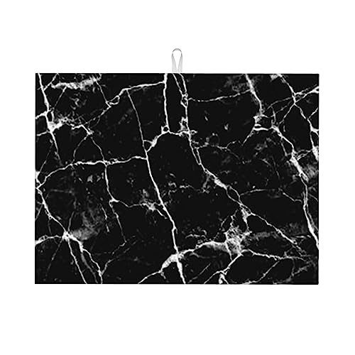 Black Marble Kitchen Drying Mat,Large Dish Drying Matt Kitchen Counter,Super Absorbent Dishes Drainer Mats 18x24 von FJAUOQ